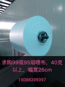 求购95或者99熔喷布，40克以上，幅宽250mm以上