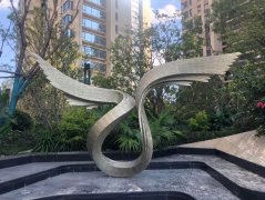 江苏小区内景不锈钢U形雕塑 抽象摆件