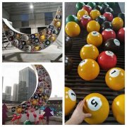 阜阳球厅外月亮球宣传牌 灯光台球雕塑摆件