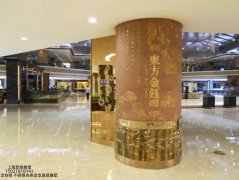 太原商场酒店门柱雕塑 不锈钢鎏金浮雕景观柱