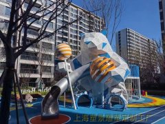 济源小区游乐设施滑梯雕塑 吃棒棒糖的小熊滑梯