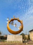上海一行白鸽飞圆圈不锈钢雕塑 飞鸟抽象雕塑定制